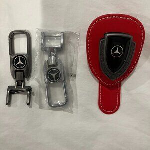BEAUTIFUL MERCEDES BENZ KEY CHAIN & VISOR GLASSES HOLDER